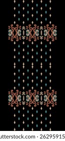 African paisley boho Floral Ikat seamless pattern embroidery border. Ethnic ikat saree sarong  flower design for Ikat pattern and Ethnic Pattern.Border indian floral Aztec embroidery patterns.