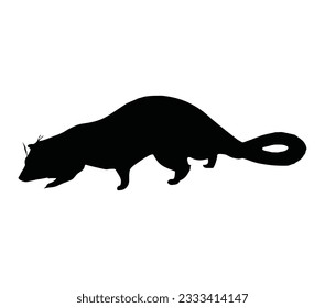 African Palm Civet Black Silhouette Vector Desain