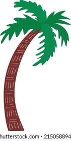Palmera africana. Ilustración de dibujos animados en un estilo plano e ingenuo