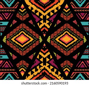 Patrón africano, patrón americano bordado popular, étnico abstracto.Patrón geométrico sin foco en tribal y.azteca de arte geométrico adorno estampado.alfombra, papel pintado, ropa, envoltura,tela,cubierta,textil