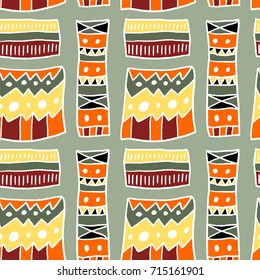 African pattern - artistic fabric material texture. Seamless background.