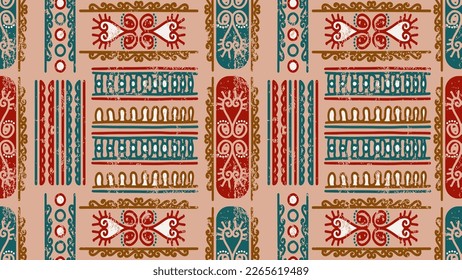 African pattern culture drawing. Hand drawn doodle vector, illustration for fashion textile print. Sketchy pictogram decoration. Ethnic ornament with boho colors.