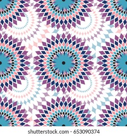 African Pattern Design In Blue, Purple And Pink