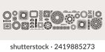 African pattern elements, symbols, icons. Black and white tribal, Aztec, African, Indian hand drawn lines, elements, circles. Concept vector illustrations collection