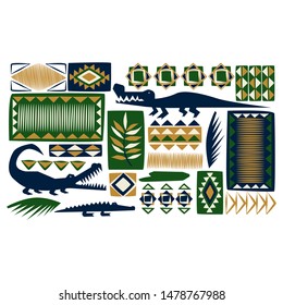 African pattern flat color illustration on white