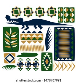 African pattern flat color illustration on white