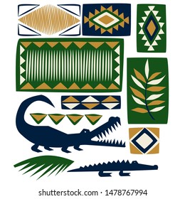 African pattern flat color illustration on white