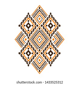 African pattern logo element vector template. Peru ikat traditional ethnic embroidery print. Bohemian design for coffee label, badge, safari poster, gypsy clothing tag.