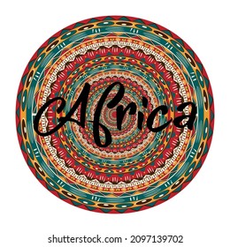 African pattern logo mandala element vector template. Africa Ethnic logo text, traditional ethnic symbol embroidery print. Kenya design for label, badge, safari poster. Tribal geometric sign isolated 