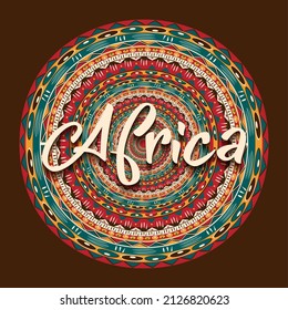 African pattern logo mandala element vector template. Africa Ethnic logo text, traditional ethnic symbol embroidery print. Kenya design for label, badge, safari poster. Tribal geometric sign isolated 