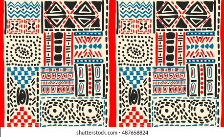 African pattern, seamless geometric pattern in aztec style. Tribal ethnic vector texture. Figure tribal embroidery. Indian, Mexican, folk pattern.