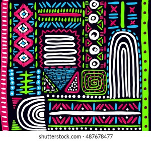 African pattern, seamless geometric pattern in aztec style. Tribal ethnic vector texture. Figure tribal embroidery. Indian, Mexican, folk pattern.