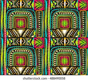 African pattern, seamless geometric pattern in aztec style. Tribal ethnic vector texture. Figure tribal embroidery. Indian, Mexican, folk pattern.