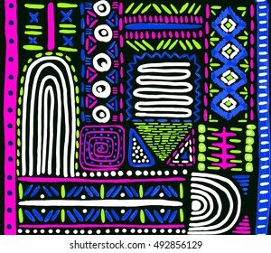 African pattern, seamless geometric pattern in aztec style. Tribal ethnic vector texture. Figure tribal embroidery. Indian, Mexican, folk pattern.