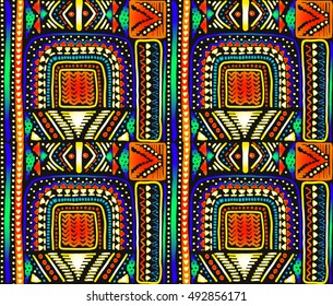 African pattern, seamless geometric pattern in aztec style. Tribal ethnic vector texture. Figure tribal embroidery. Indian, Mexican, folk pattern.