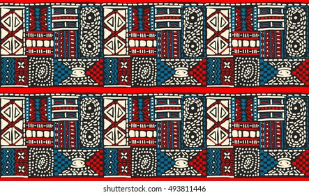 African pattern, seamless geometric pattern in aztec style. Tribal ethnic vector texture. Figure tribal embroidery. Indian, Mexican, folk pattern.