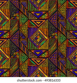 African pattern, seamless geometric pattern in aztec style. Tribal ethnic vector texture. Figure tribal embroidery. Indian, Mexican, folk pattern.