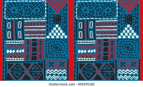 African pattern, seamless geometric pattern in aztec style. Tribal ethnic vector texture. Figure tribal embroidery. Indian, Mexican, folk pattern.