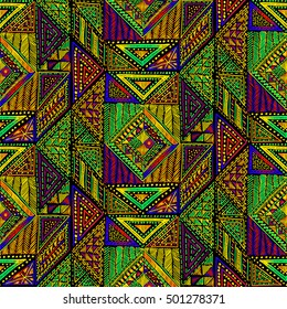 African pattern, seamless geometric pattern in aztec style. Tribal ethnic vector texture. Figure tribal embroidery. Indian, Mexican, folk pattern.