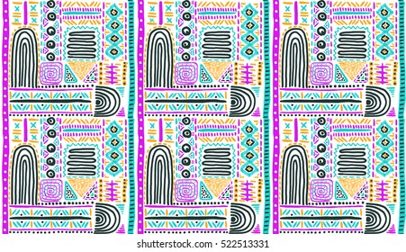 African pattern, seamless geometric pattern in aztec style. Tribal ethnic vector texture. Figure tribal embroidery. Indian, Mexican, folk pattern.