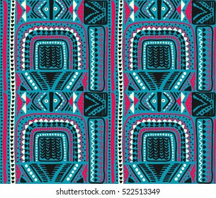 African pattern, seamless geometric pattern in aztec style. Tribal ethnic vector texture. Figure tribal embroidery. Indian, Mexican, folk pattern.