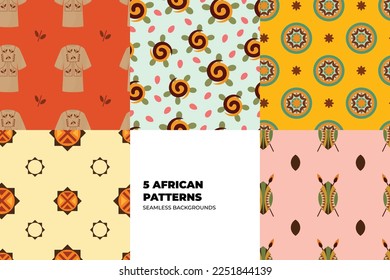 African pattern set. tribal art designs ikat Aztec oriental traditional design for background set. Ikat is produced in many traditional textile centres around the world.