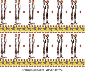 African pattern stamp for full clothes or wallpaper print.  This vector is inspired in the black woman africans, in her culture and forms and colors fascinated.