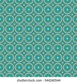 African Pattern Teal And Green Circles