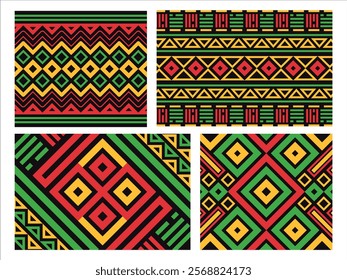 African pattern traditional culture style Africa tribal abstract geometry decorative heritage cultural shapes lines colorful design element ornament set collection