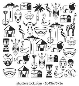 African pattern. Travel to Africa ethnic icons. Tribal illustration. 