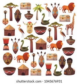 African pattern. Travel to Africa ethnic icons. Tribal illustration. 