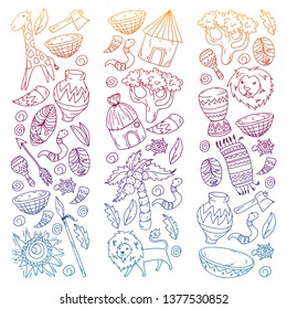 African pattern with tribal elements and animals