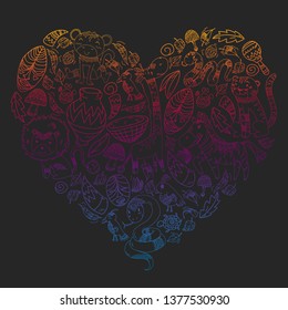 African pattern with tribal elements and animals
