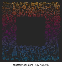 African pattern with tribal elements and animals