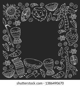 African pattern with tribal elements and animals