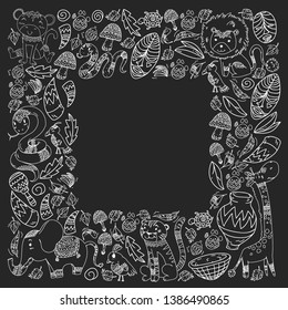 African pattern with tribal elements and animals