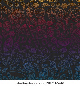 African pattern with tribal elements and animals