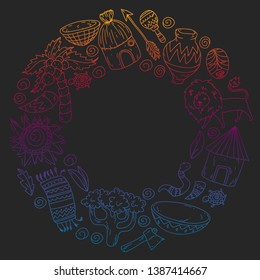 African pattern with tribal elements and animals