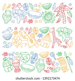 African pattern with tribal elements and animals