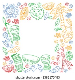African pattern with tribal elements and animals
