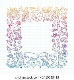 African pattern with tribal elements and animals