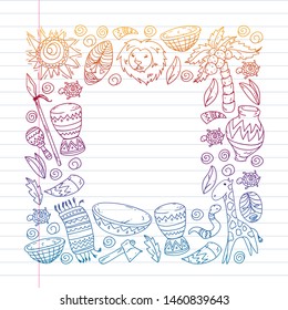 African pattern with tribal elements and animals