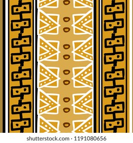 African pattern vector with hand drawn with yellow colors tribal ethnic drawing. Seamless design illustration for fashion textile ready for print