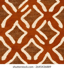 Afrikaanse patroon met witte lijnen op een bruine achtergrond, grunge lijnen ikat patroon, ikat naadloze patroon, Vector illustratie achtergrond voor het afdrukken van het papier.