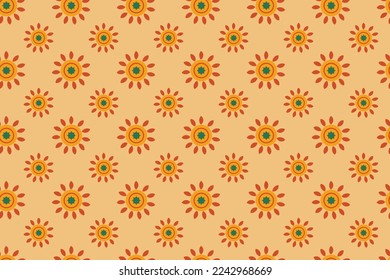 African pattern yellow and orange color. seamless beautiful Kitenge, chitenge style. fashion design in colorful. Pattern for fashion. Botanical motif. Africa prints, African wax prints