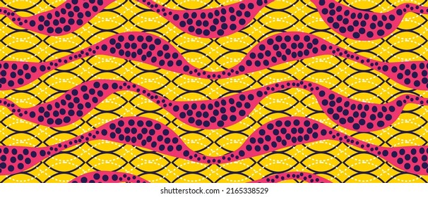 African pattern. yellow and pink background. seamless beautiful Kitenge, chitenge style. fashion african design in colorful. abstract motif.  Ankara prints, African wax prints.