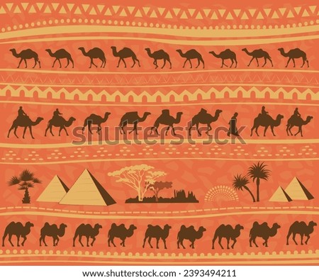Similar – Image, Stock Photo Standing camels on desert terrain in daylight