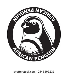 Pájaro de pingüino africano blanco y negro Monocromo Vector del logotipo de la cabeza