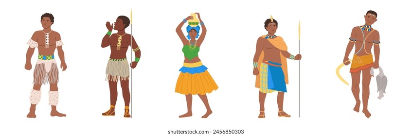 Personaje de las Personas africanas en el tradicional juego de Vector de vestimenta tribal