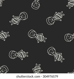 African people doodle seamless pattern background